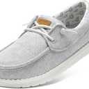 STQ Women's Boat Shoes with Orthopedic Insole Slip On Business Casual Shoe for Plantar Fasciitis Lightweight Canvas Loafer (8, Grey)