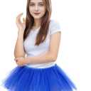 80s Women Tutu Costume Accessories Set Striped Sock Ponytail Headband Tutu Skirt for Halloween Mardi Gras Party (Standard, Blue)
