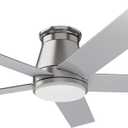 wurzee 52" Flush Mount Ceiling Fan Brushed Nickel Ceiling Fan 6 Speeds DC Reversible Motor, Timing, Dimmable, 5 Blades for Bedroom,Living, Dining Indoor Patio Porch Garage Shop, White 