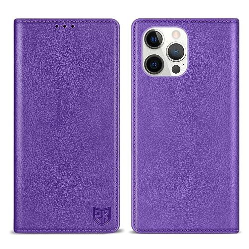ZZXX for iPhone 15 Pro Wallet Case with [RFID Blocking] Card Slot Stand Strong Magnetic Leather Flip Fold Protective Phone Case for iPhone 15 Pro Case Wallet (Purple-6.1 inch)