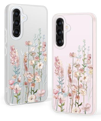 Gronda Phone Case for Samsung Galaxy A56/A36 5G Phone Case Clear Pink Floral Design Protection Cover Soft Durable Shockproof Non-Slip Protective Case for Galaxy A56/A36 5G