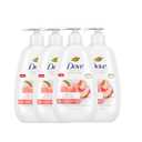 Dove Advanced Care Hand Wash Peach & Rice Milk 4 Count for Washing Away Dirt & Germs While Nourishing Skin 10 Layers Deep, with Moisture Boost 5X Complex