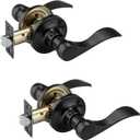NCL 2 Pack Black Door Handle Interior, Wave Door Lever Door Knob for Hall