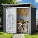 Shintenchi 6x4 FT Outdoor Storage Shed with Window, Outdoor Waterproof Storage Shed Metal Garden Shed with Lockable Single Door, Weather Resistant Tool Storage House Shed for Garden,Backyard,Gray
