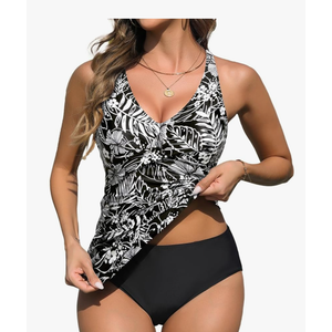 Yonique Tankini Swimsuits for Women Tummy Control Bathing Suits Two Piece Tankini Tops with Bikini Bottoms Twist Swimwear (XL)