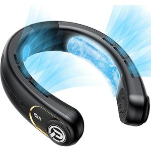 PANERGY Portable Neck Fan Air Conditioner, Rechargeable Battery Operated Personal Fan, LED Display, Hands Free Cooling Neck Fan for Women Men Travel Work Outdoor