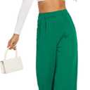 FUNYYZO Wide Leg Pants Women's High Elastic Waisted in The Back Business Work Trousers Long Straight Suit Pants (Green, L)