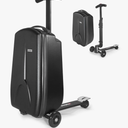 iubest Scooter Luggage Carry On Scooter Suitcase for Kids Age 4-15, Detachable & Foldable 4 in 1 Kids Suitcase, Multifunctional Ride On Travel Trolley Scooter Combo-Black