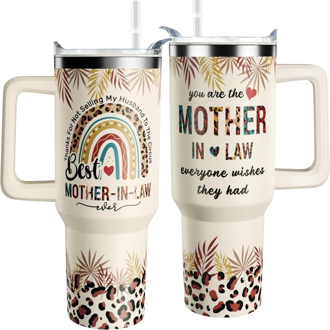 Mother In Law Mothers Day Birthday Christmas Gifts, Mother-In-Law Gifts 40 oz Cup Tumbler with Handle