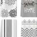 Artoid Mode Grey Home Sweet Home Stripes Boho Spring Kitchen Towels Dish Towels, 18x26 Inch Farmhouse Summer Decoration Hand Towels Set of 4