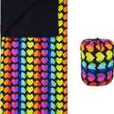 Wildkin Kids Sleeping Bag  Roll-Up Design with Storage Bag for School, Travel & Camping - Rainbow Hearts