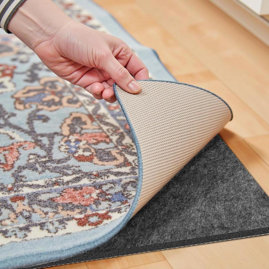 Waterproof Rug Pad, Thick 9x12 Ft Under Area Rug Carpet Pad, Non Slip Rug Pads for All Floors and Hardwood Floors Finishes, Keep Carpets in Place Soft and Prevent Rug from Wrinkling or Buckling