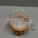 Wedding Flower Girl Basket with Bow, Pearl Handle Flower Basket, Cute Handwoven Wicker Rattan Basket and Home Decor