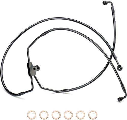 MoKitDora Stainless Steel Brake Line Oil Hose Kit for 10" Monkey Bagger Bars 1996-2013 Harley Touring Street FLHX Electra Glide FLHT No ABS, Black