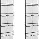 2PK 12 Large Pockets Over Door Hanging Shoe Organizer (White)