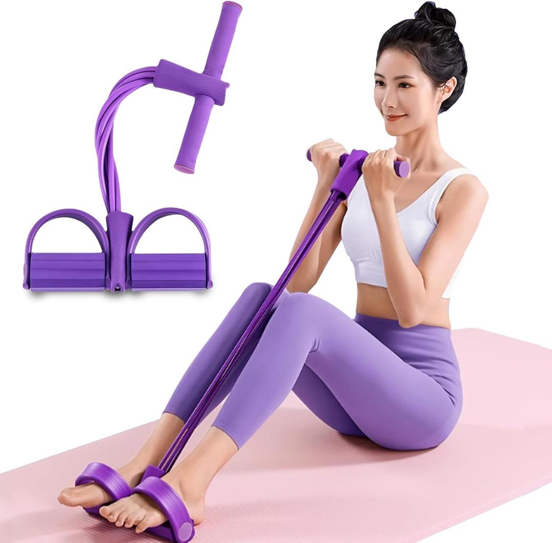 6-Tube Pedal Puller Resistance Rope,Foot Pedal Resistance Band,Yoga Elastic Exercise Bands, for Women Jump Fitness, Abdomen/Arm Weight/Waist/Leg Stretching Slimming Training (Purple)