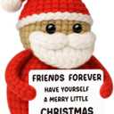 2 x Handmade Crochet Santa Claus Gifts for Friends,Cute Christmas Ornaments Decorations,Funny Christmas Best Friend Birthday Gifts for Women,Cute White Elephant Stocking Stuffers for Friend Bestie Sister