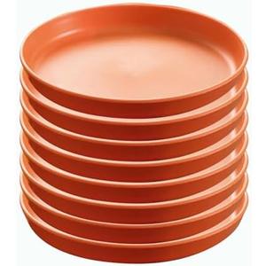 8 Pack Orange 6 inch Unbreakable Plastic Plates Reusable Plate Set - Dishwasher & Microwave Safe - Wheats Straw Perfect for Dinner Dishes Salad Pasta Safe Healthy Dinner Plates kit