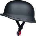 German Style Motorcycle Half Helmet Open Face Adult Men Women DOT Approved Retro HelmetMatte Black