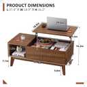 LYNCOHOME Fluted Lift Top Coffee Table with Storage, Modern Coffee Table for Living Room, Home Office（Walnut）, 37.4" Rectangular