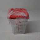 Suclain 2 Pcs Square Food Storage Container Polycarbonate Clear Food Container with Red Lid Commercial Rice Storage with Red Graduations for Commercial Kitchen(2QT,4QT)