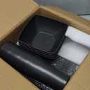 Teivio 16-piece Plastic Wheat Straw Square Dinnerware Set for 4, Unbreakable Dinner Plates, Salad Plates, Snack Bowls, Tumblers 13.5 oz, Dishwasher Safe, Kitchen Outdoor Camping,Black