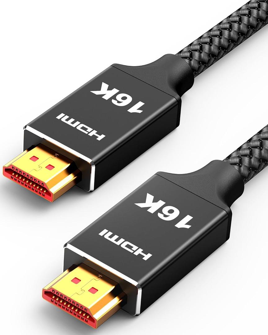 Capshi 96Gbps HDMI Cable 2.2 6.6ft, 16K@60Hz, 8K@120Hz, 4K@240Hz, High Speed Cord for PS5/4, TV, Gaming Console, Monitor, Support HDR, eARC, DTS:X, HDCP 2.2 & 2.3, Braided, Grey