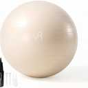 Exercise Ball for Workouts, 9 Inch Pilates Ball Anti-Burst and Slip Resistant Yoga Ball for Gym Fitness and Physical Therapy (White 55cm)