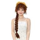 ColorGround Long Purple Braid Cosplay Wig for Halloween Party Costume (Brown with Blonde)