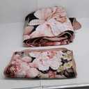 WONGS BEDDING Black Quilt Set Queen,3 Pieces Pink Floral Bedspreads Lightweight Botanical Coverlet Set for All Seasons, Reversible Quilted Printed Bedding Set with 2 Pillow Shams