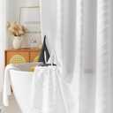 White Shower Curtain Fabric Boho Shower Curtain Cloth Textured Tufted Chevron Elegant Shower Curtains Waterproof for Bathroom 72" x 72"