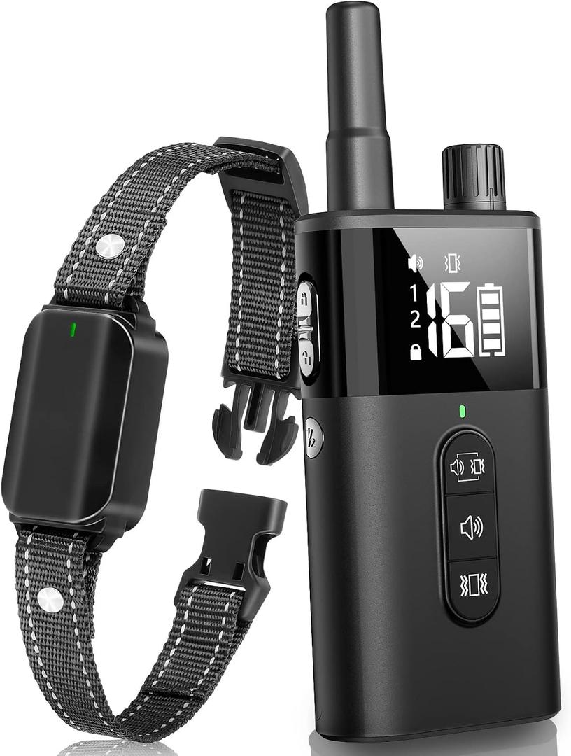 No Shock Dog Training Collar with Remote, Dog Vibration Collar with Controller Beep and Vibrate Only, Safe Lock Waterproof Rechargeable Vibrating Collars for Dogs(10-120 lbs)-No Prongs (Black)