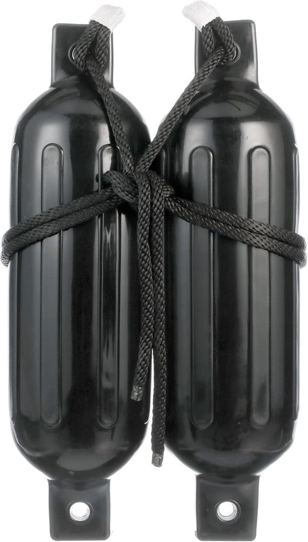 Seachoice Twin Eye Ribbed Boat Fender Kit - Includes a Pair of MFP Fender Lines, Multiple Sizes/Colors