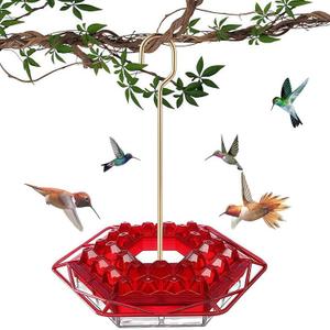 Hummingbird Feeder with Ant-Proof Moat Hummingbird Feeder, Easy to Clean and Refill Includes Hanging Hook, Features 30 Feeding Ports (Red 1PCS)