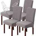 Genina Waterproof Dining Room Chair Covers Stretch Parsons Chair Slipcovers for Dining Room Kitchen Chair Protector Cover, Removable, Washable (4, Pattern1-Light Gray)