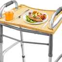 Walker Table, Bamboo Walker Tray for Walkers for Seniors with Cup Holder Foldable Mobility Table Tray for Folding Walkers