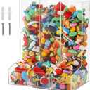 ZEAYEA Acrylic Wall Toy Dispenser, Hanging Organizer and Storage Bin for Playroom, Triple Divided Clear Holder for Blocks, Cars, Trains, Balls, Darts, Snacks