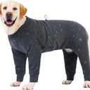 Dog Coats Autumn Winter Jumpsuit for Large Medium Dogs, Warmer Recovery Suit Polar Fleece Dog Bodysuit Lightweight Pajamas Pullover Stretchy Onesie Four-Legged Cold Weather Clothes(XL, Grey)