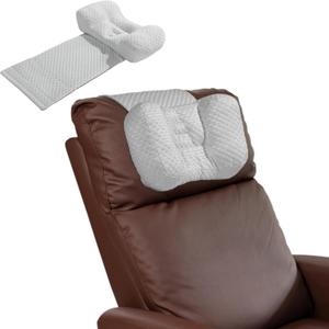 Neck Pillows for Recliners with Pocket,Headrest Cushion for Neck Pain Relief and Cervical Support,Recliner Head Pillow for Side Sleeping at Home, Office or Traveling (Grey & White)