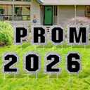 Amyhill 8 Pcs Large Prom 2026 Graduation Yard Signs, 15x15 Inch Letters Prom Night Graduation Decorations Outdoor Waterproof Lawn Sign College Class Party Favors Supplies(Black, Silver)