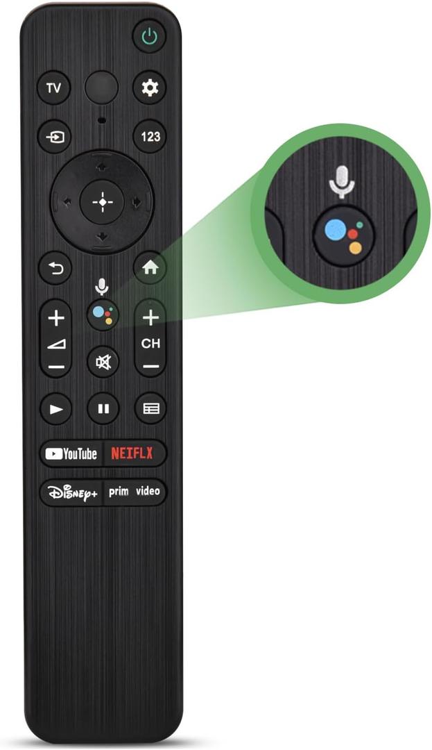 Voice Remote Replacement for Sony Smart TV Control:Comptible for 2019-2025 Sony Bravia OLED LED 4K 8K UHD,for Android Google TV with Shortcuts YouTube and Disney+ etc.