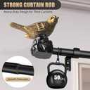 Vintage Gold Curtain Rod 36 to 72 Inches Curtain Rods for Windows Adjustable Heavy Duty Drapery Rod with Bird Finials for Living Room Bedroom