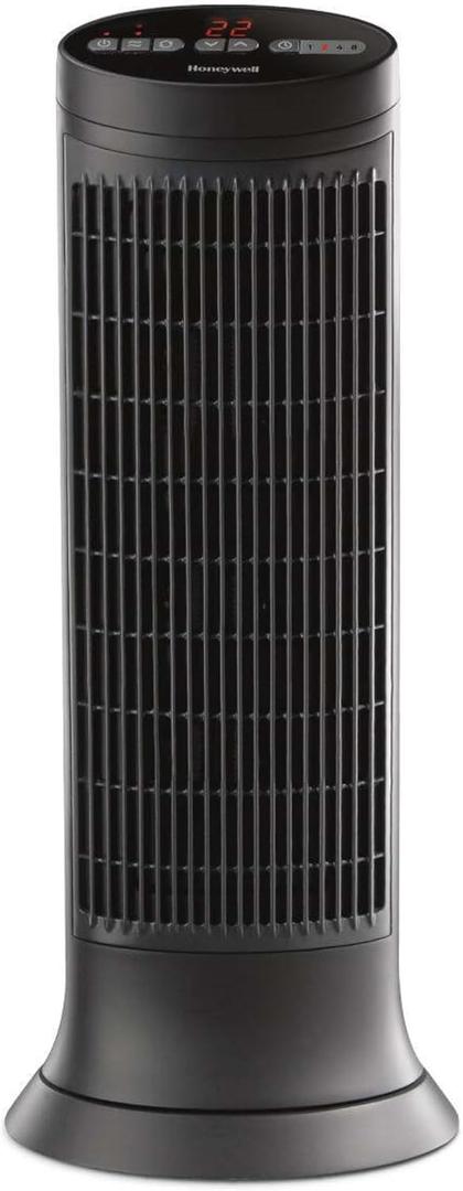 Honeywell Digital Ceramic Tower Heater, 1500 Watt, Black  Oscillating Ceramic Heater  Space Heater with Two Heat Settings, Medium Room