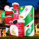 Christmas Santa Claus Inflatables Outdoor, 8FT Inflatable Santa Claus Climbing The Chimney with Gift Bag, Xmas Blow up Yard Decorations with Built-in LED Lights for Indoor Outdoor Home Garden Lawn