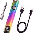 Premium Universal Portable Soldering Iron with LED Display, Rechargeable Cordless Soldering Iron with Built-in Battery, Ideal for Appliance Repair, DIY (Rainbow)