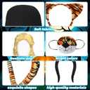 6 Pcs Tiger Tamer Costume Halloween Couple Costume with Blonde Wig Hat Beard Tiger Ears Tail & Nose Cosplay Party