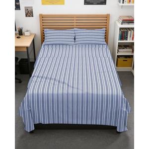 Full XL Bed Sheet - 4 Piece Full XL Bed Sheets Set - Soft, Breathable & Cooling - Hotel Luxury Bedding for Women, Men, Kids, Teens, Boys & Girls - Deep Pockets, Fade and Wrinkle Free - Blue Stripes