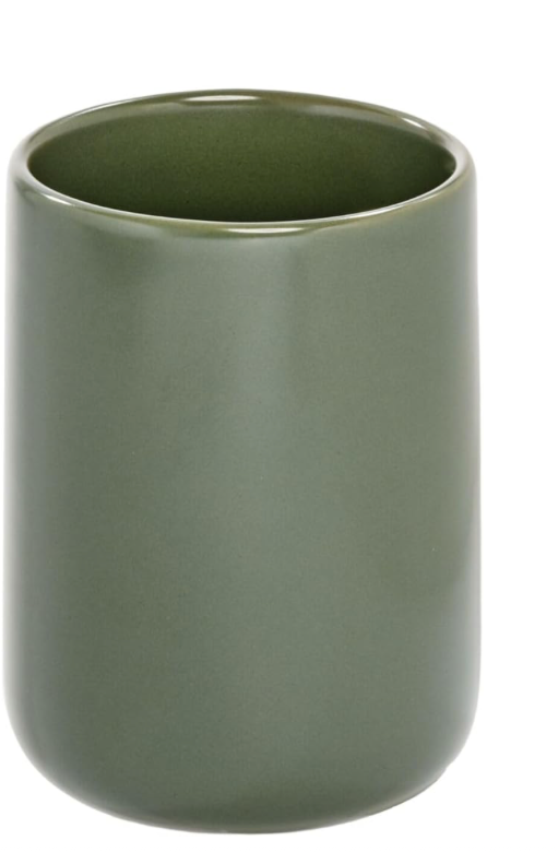 iDesign Ceramic Bathroom Tumbler for Countertop or Vanity Storage - Set of 1 Moss Green