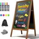 A Frame Chalkboard Sign, 40" x 20" Magnetic Outdoor Chalk Board Signs, Wooden Standing Double-Sided Sidewalk Chalk Board for Restaurant Menu, Cafs, Christmas, Wedding