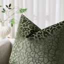 Pack of 2 Soft Neutral Pillow Covers, Geometric Pattern Design Decorative Throw Cases, Invisible Zipper Elegant Modern Home Decor for Couch Bedroom (Green, 18" x 18" (Pack of 2))